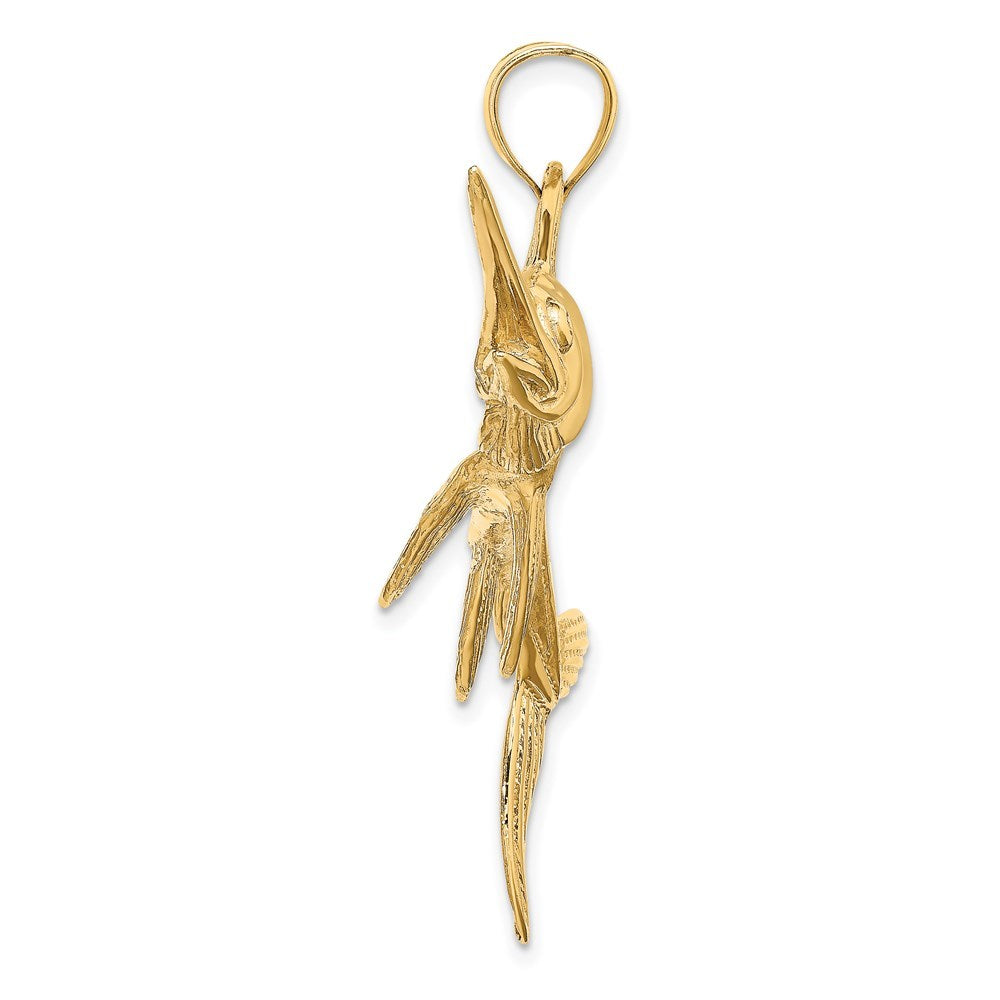 14K Yellow Gold 2-D Polished and Satin Swordfish Charm Pendant