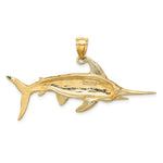 Load image into Gallery viewer, 14K Yellow Gold 2-D Polished and Satin Swordfish Charm Pendant
