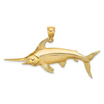 Load image into Gallery viewer, 14K Yellow Gold 2-D Polished and Satin Swordfish Charm Pendant
