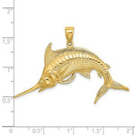 Load image into Gallery viewer, 14K Yellow Gold 2-D Polished and Satin Blue Marlin Charm Pendant

