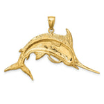 Load image into Gallery viewer, 14K Yellow Gold 2-D Polished and Satin Blue Marlin Charm Pendant
