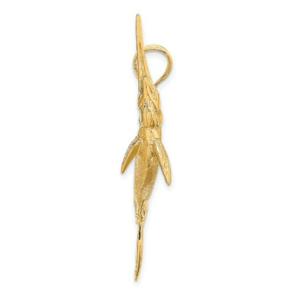 14K Yellow Gold 3-D Satin & Polished Marlin Charm Pendant