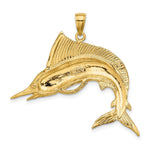 Load image into Gallery viewer, 14K Yellow Gold 2-D Polished and Satin STRIPED MARLIN Charm Pendant
