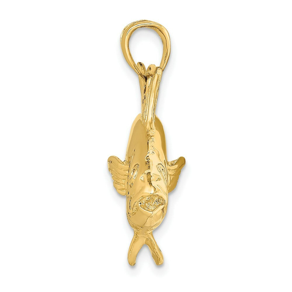14K Yellow Gold 3-D Polished SKIPJACK TUNA FISH Charm Pendant