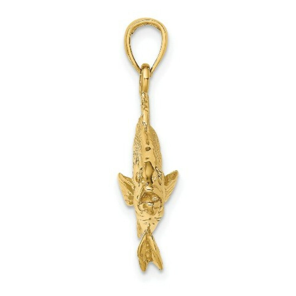 14K Yellow Gold 3-D Textured RED SNAPPER FISH Charm Pendant