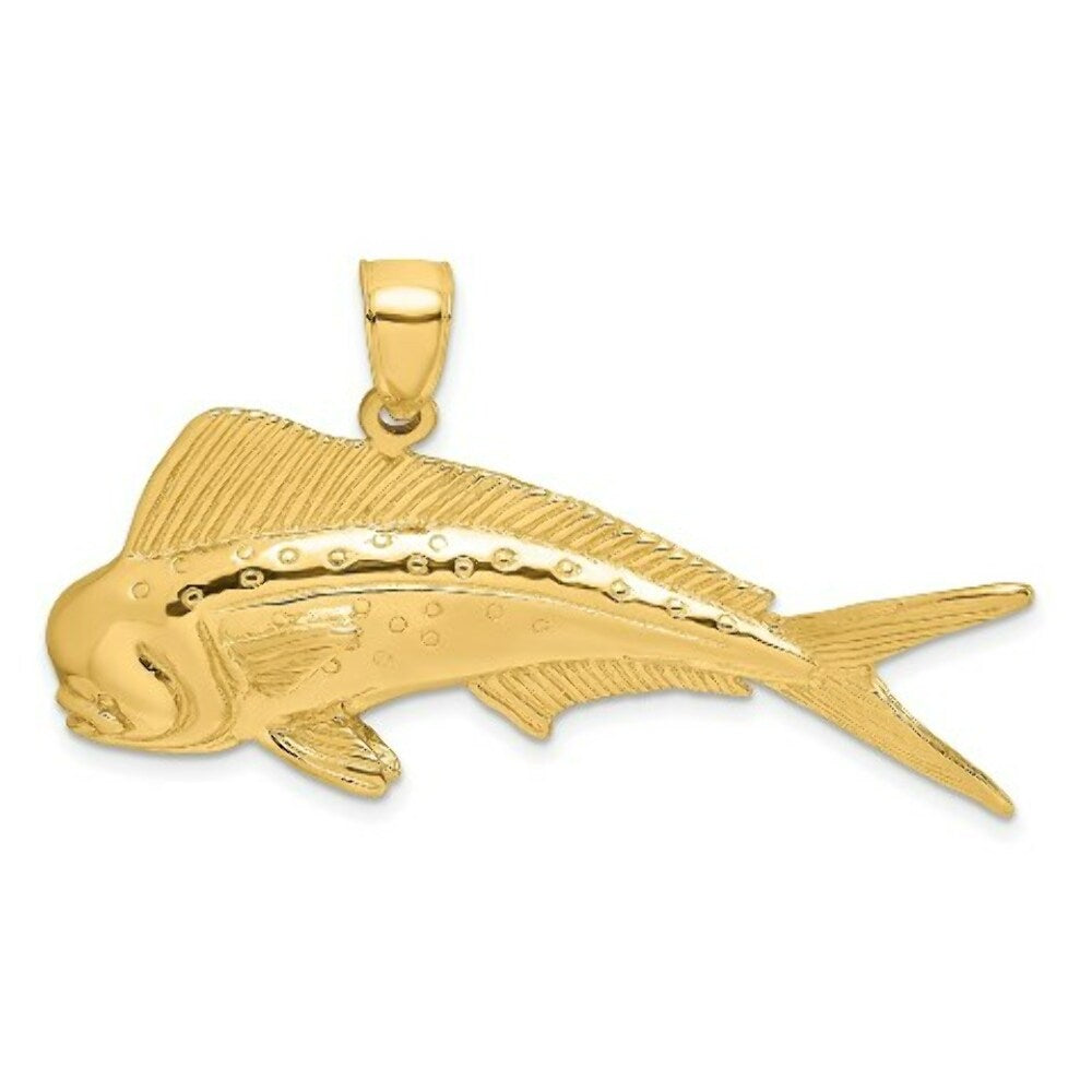 14K Yellow Gold 2-D MALE DORADO (MAHI-MAHI) Charm Pendant
