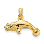 Load image into Gallery viewer, 14K Yellow Gold 3-D Polished Swimming Manatee Charm Pendant
