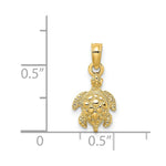 Load image into Gallery viewer, 14K Yellow Gold 2-D &amp; Textured SEA TURTLE Charm Pendant
