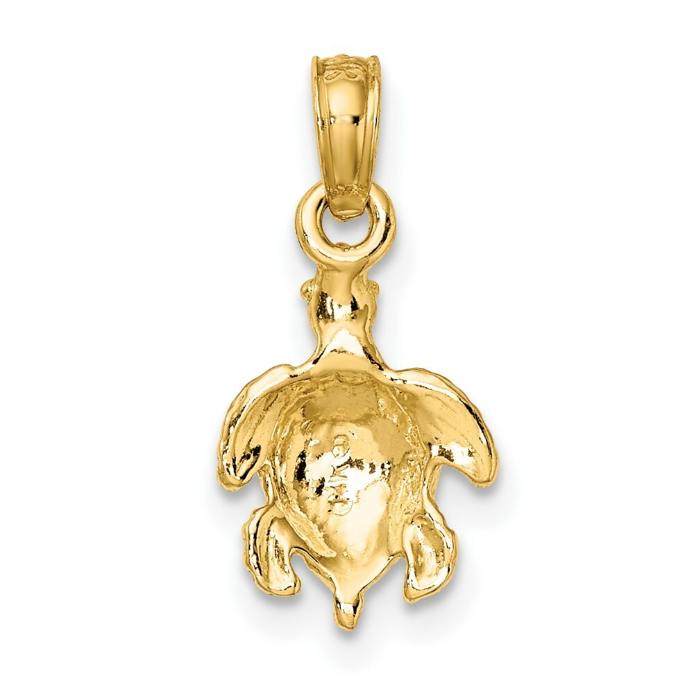 14K Yellow Gold 2-D & Textured SEA TURTLE Charm Pendant