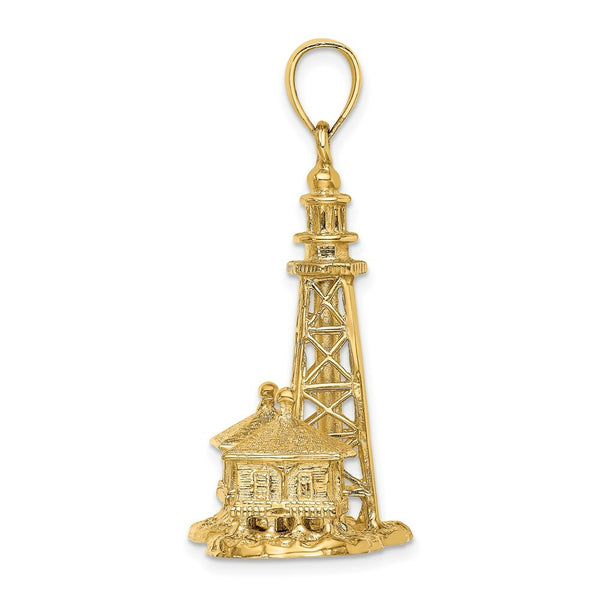 14K Yellow Gold 3-D Sanibel Island Lighthouse Charm Pendant