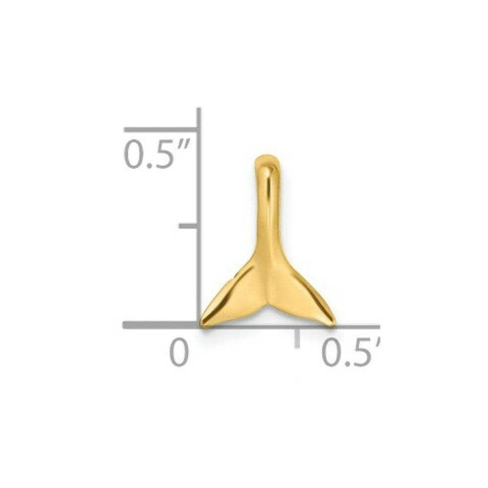 14K Yellow Gold Mini WHALE TAIL Charm Pendant With HIDDEN BAIL Charm Pendant