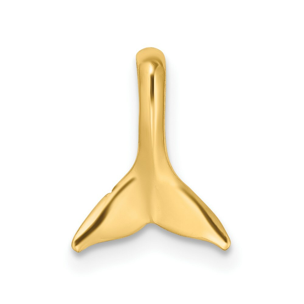 14K Yellow Gold Mini WHALE TAIL Charm Pendant With HIDDEN BAIL Charm Pendant
