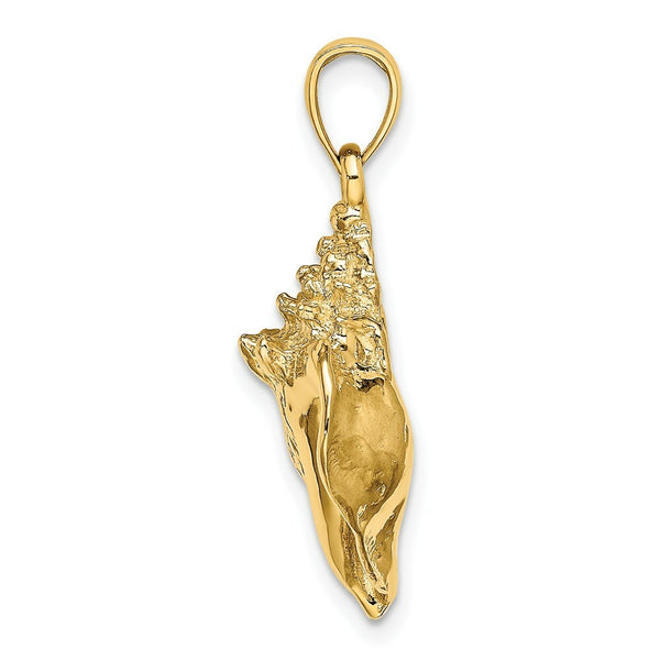 14K Yellow Gold 2-D Conch Shell Charm Pendant