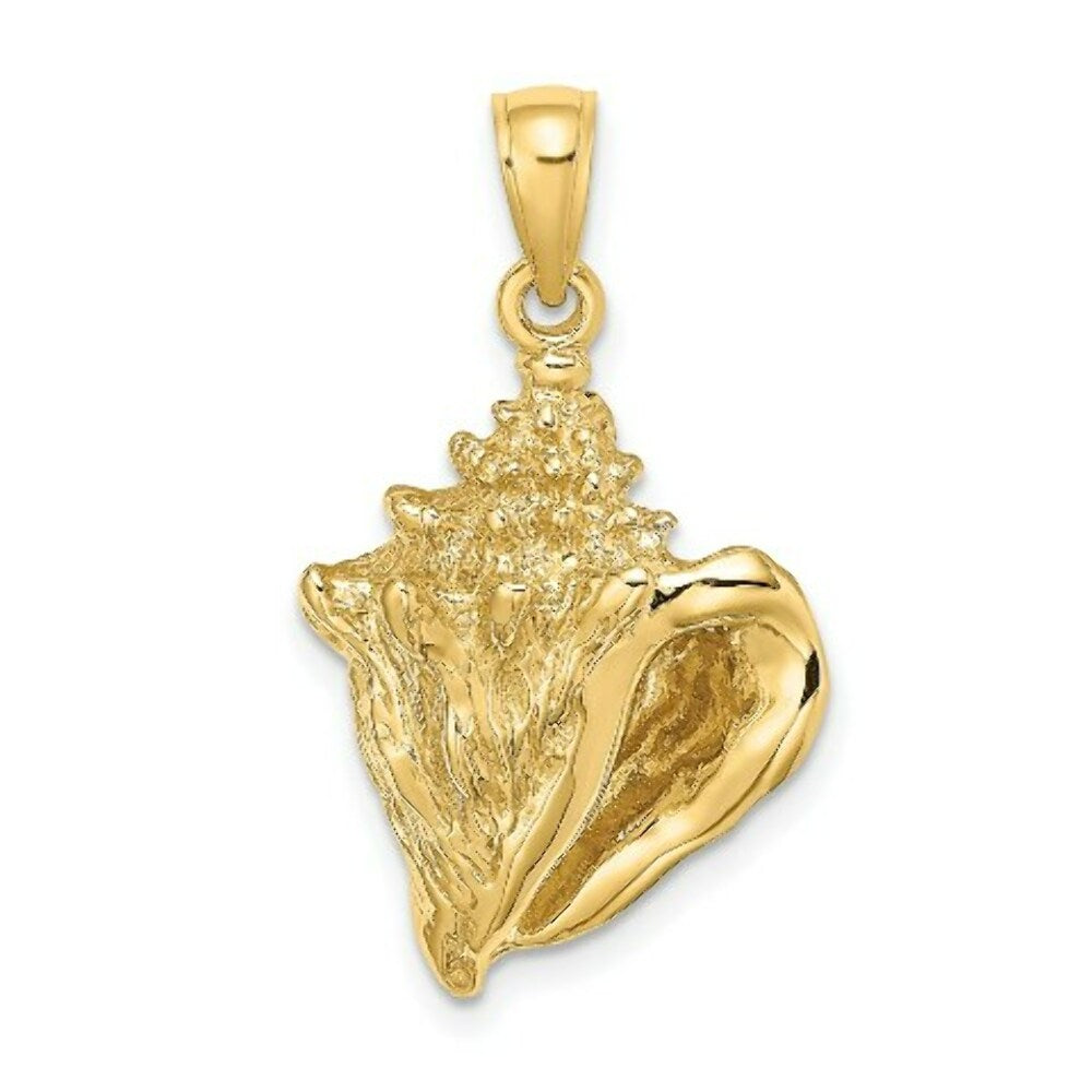14K Yellow Gold 2-D Conch Shell Charm Pendant