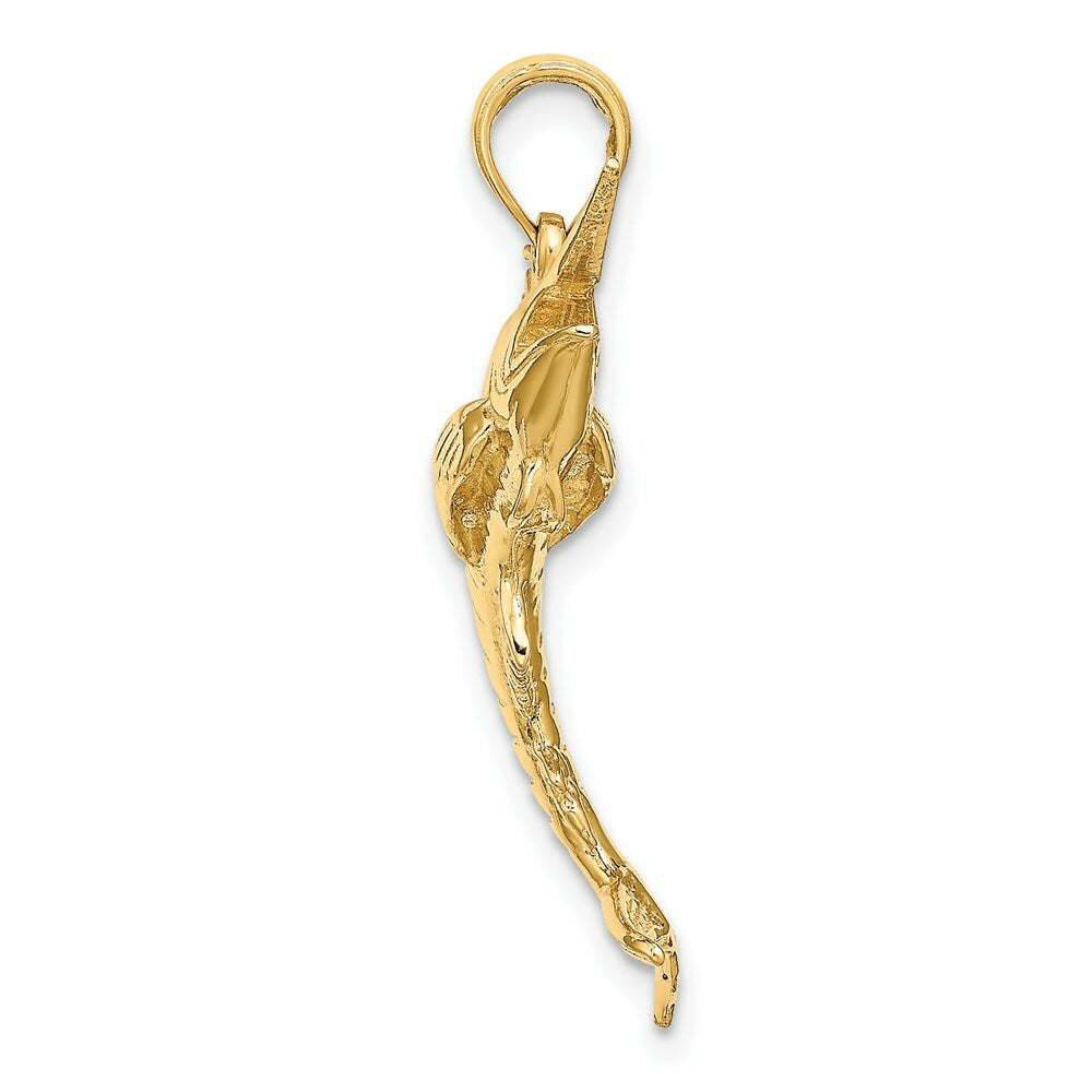 14K Yellow Gold 3-D Polished BLUE MARLIN Charm Pendant