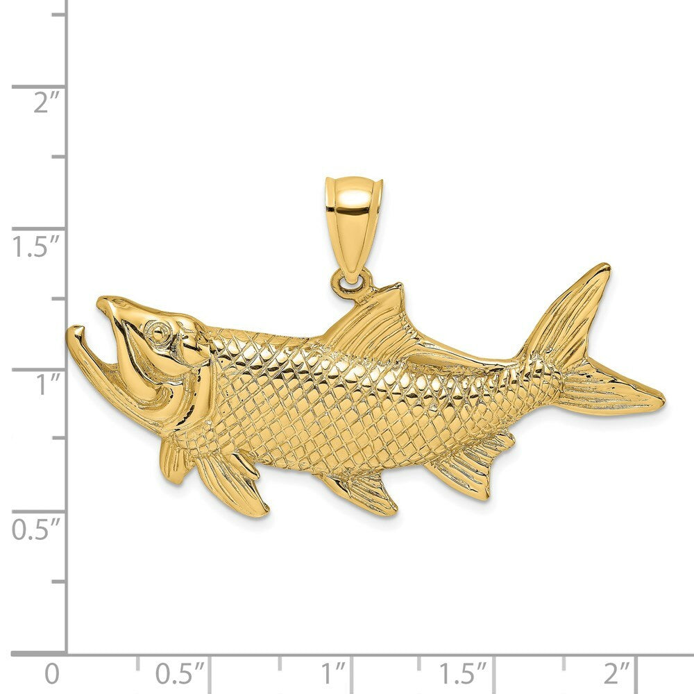 14K Yellow Gold TARPON FISH With OPEN MOUTH Charm Pendant