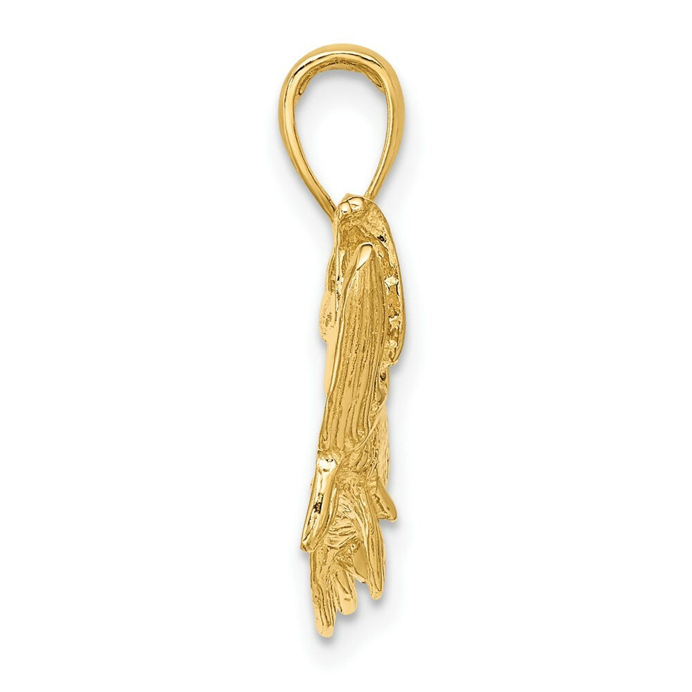 14K Yellow Gold TARPON FISH With Open Mouth Charm Pendant