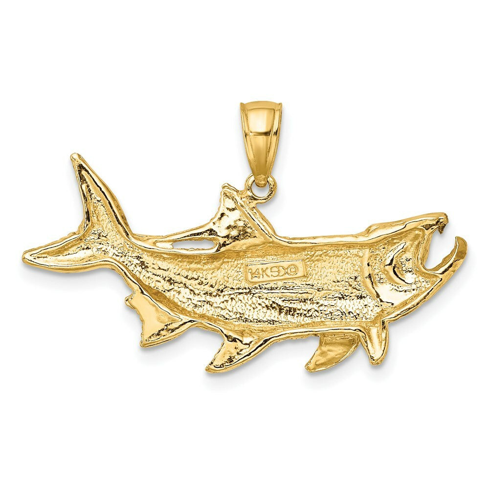 14K Yellow Gold TARPON FISH With Open Mouth Charm Pendant