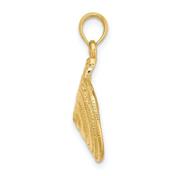 14K Yellow Gold 2-D Textured Pearl Troca Spiral Charm Pendant
