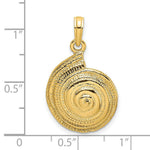 Load image into Gallery viewer, 14K Yellow Gold 2-D Textured Pearl Troca Spiral Charm Pendant

