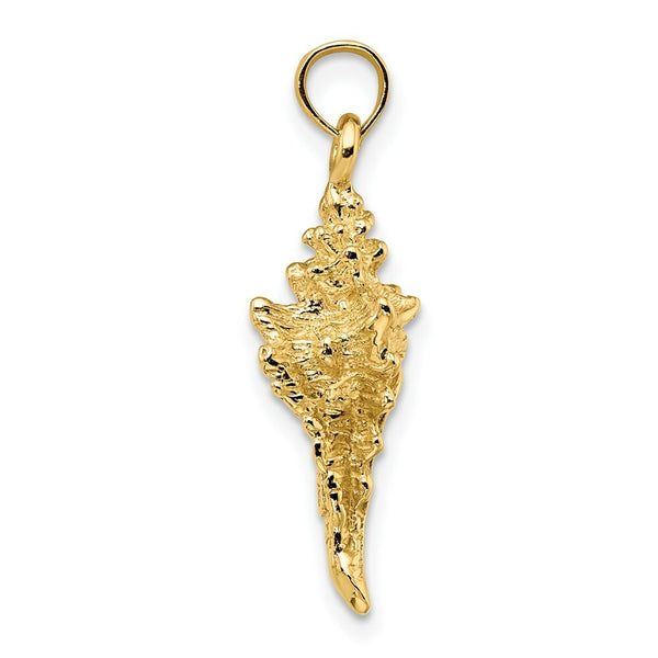 14K Yellow Gold 3-D Conch Shell Charm Pendant