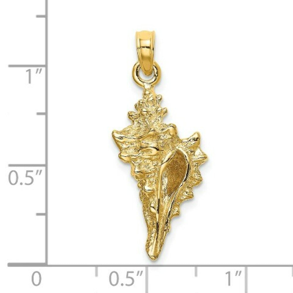 14K Yellow Gold 3-D Conch Shell Charm Pendant