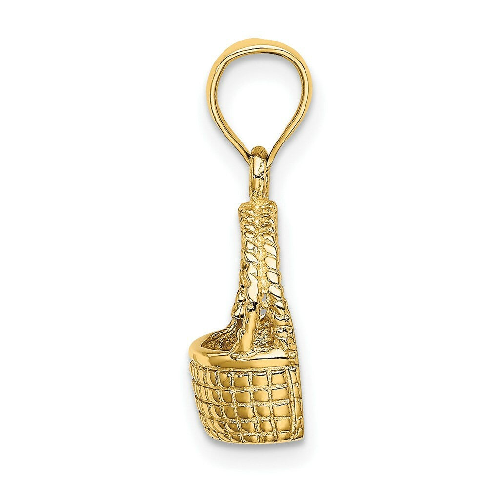 14K Yellow Gold 2-D Flat Back Basket Charm Pendant