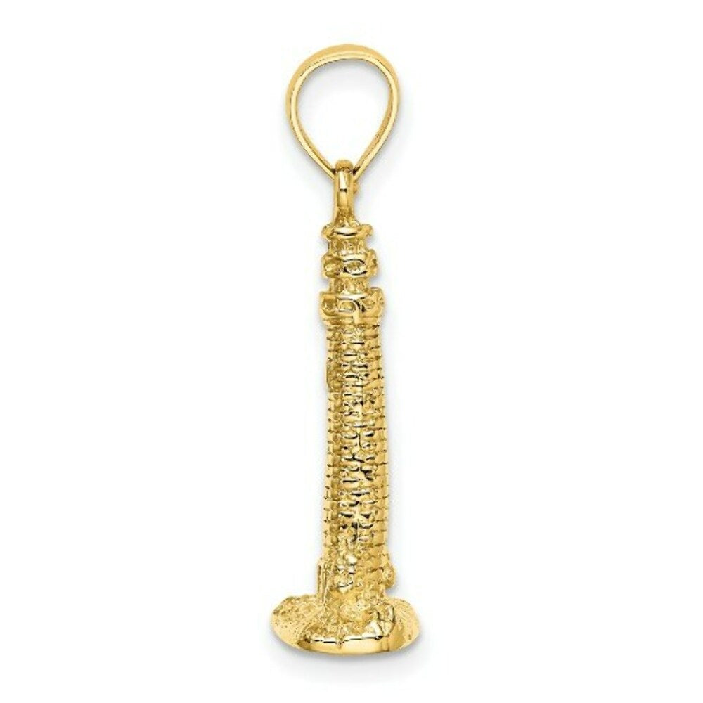 14K Yellow Gold 3-D CAPE MAY, NJ Lighthouse Charm Pendant