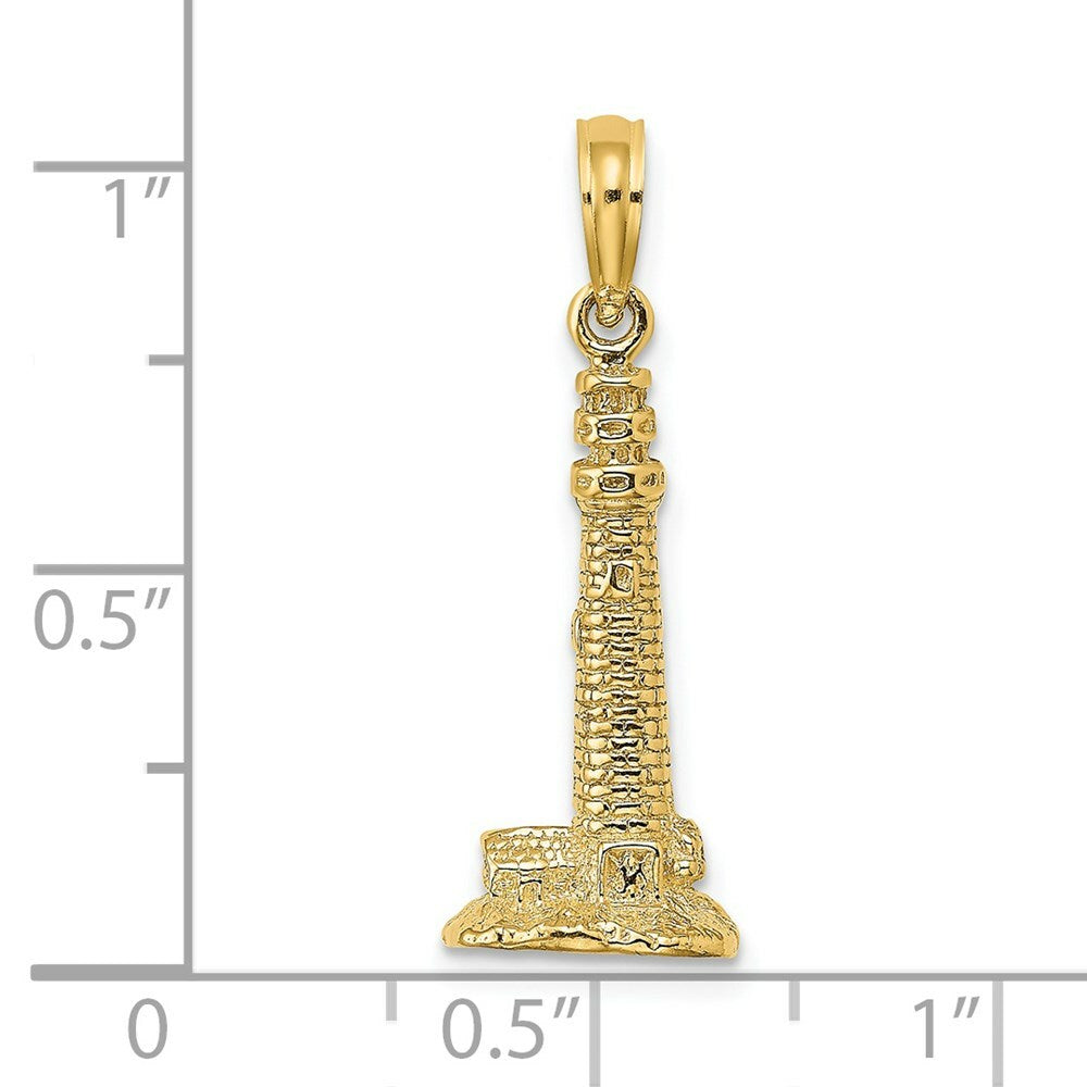 14K Yellow Gold 3-D CAPE MAY, NJ Lighthouse Charm Pendant