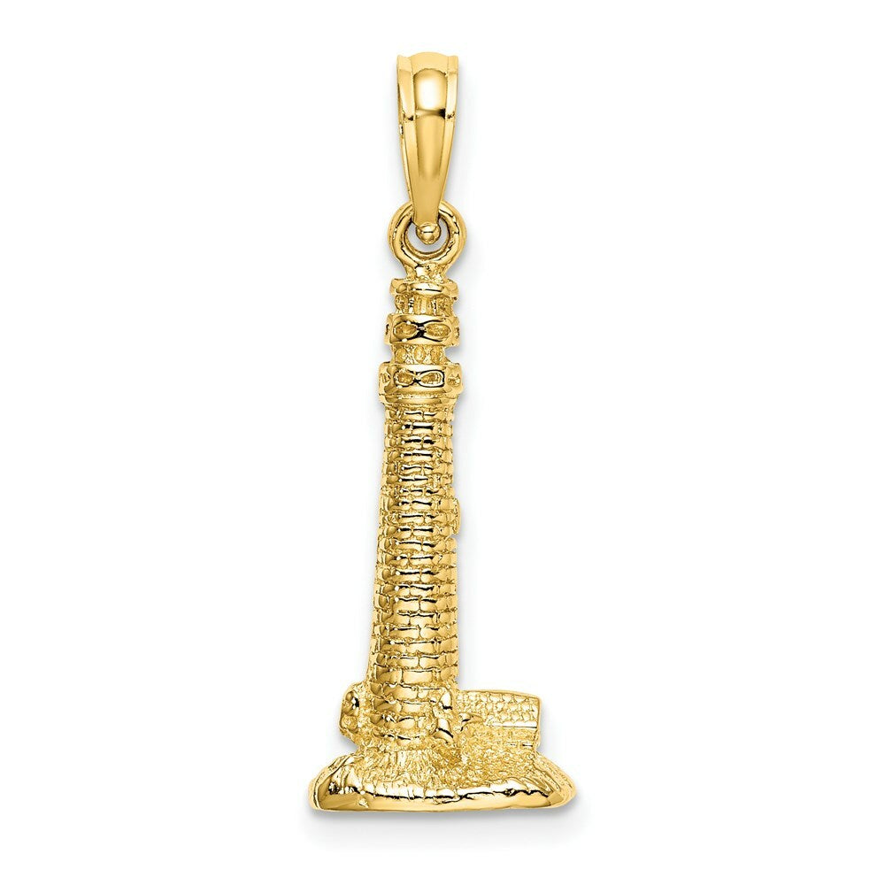 14K Yellow Gold 3-D CAPE MAY, NJ Lighthouse Charm Pendant