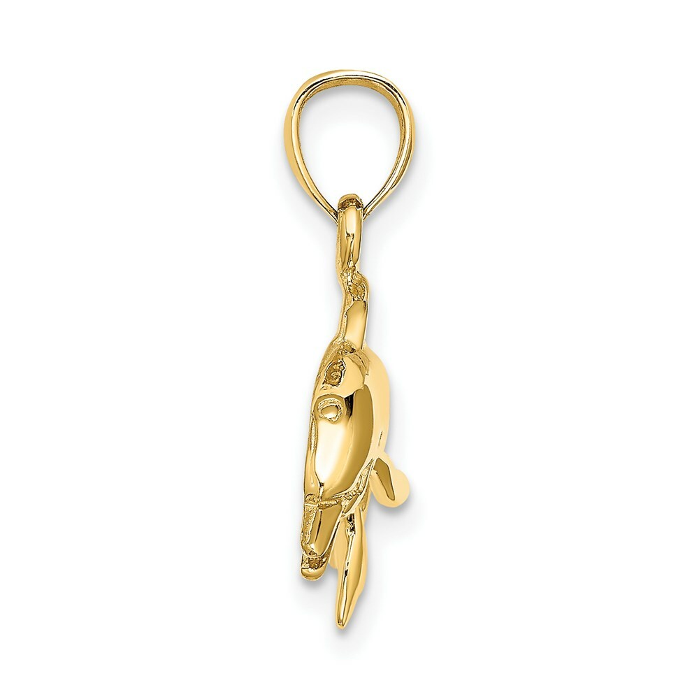 14K Yellow Gold Textured & Polished Dolphin Jumpin Charm Pendant
