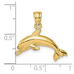 Load image into Gallery viewer, 14K Yellow Gold Textured &amp; Polished Dolphin Jumpin Charm Pendant
