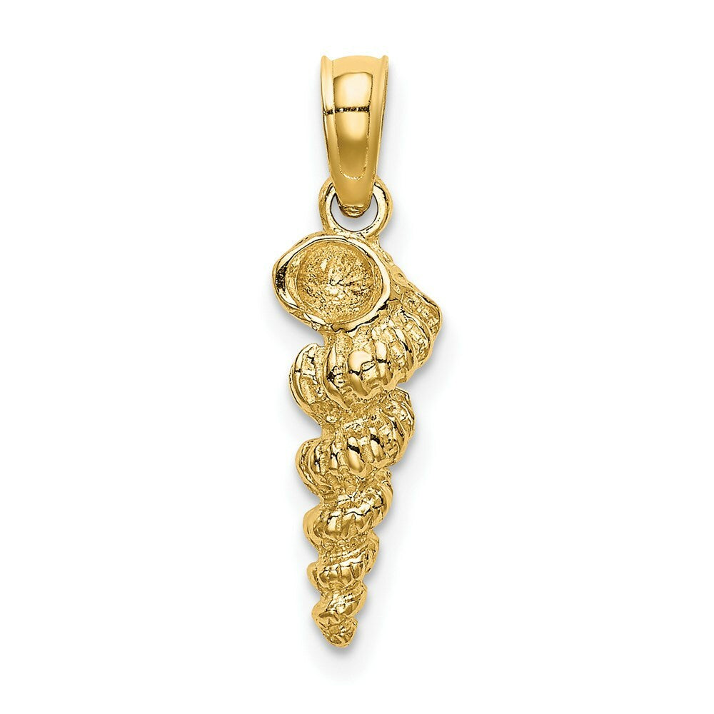 14K Yellow Gold 3-D Mini Common Wentletrap Shell Charm Pendant