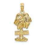 Load image into Gallery viewer, 14K Yellow Gold 2-D HAWAII On Palm Tree Charm Pendant
