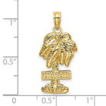 Load image into Gallery viewer, 14K Yellow Gold 2-D HAWAII On Palm Tree Charm Pendant
