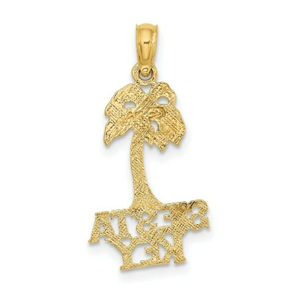 14K Yellow Gold Siesta Key Under Palm Tree Charm Pendant