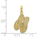 Load image into Gallery viewer, 14K Yellow Gold Large SAN DIEGO Double Flip-Flop Charm Pendant
