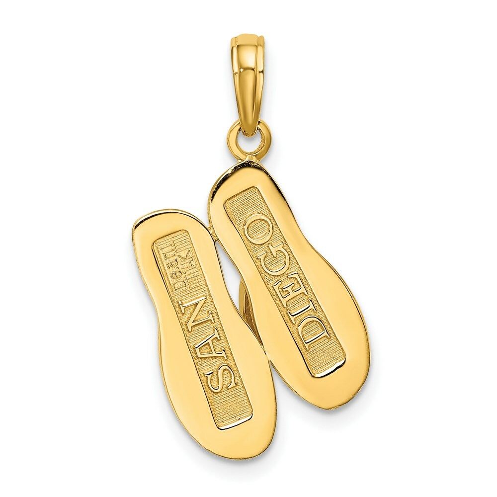 14K Yellow Gold Large SAN DIEGO Double Flip-Flop Charm Pendant