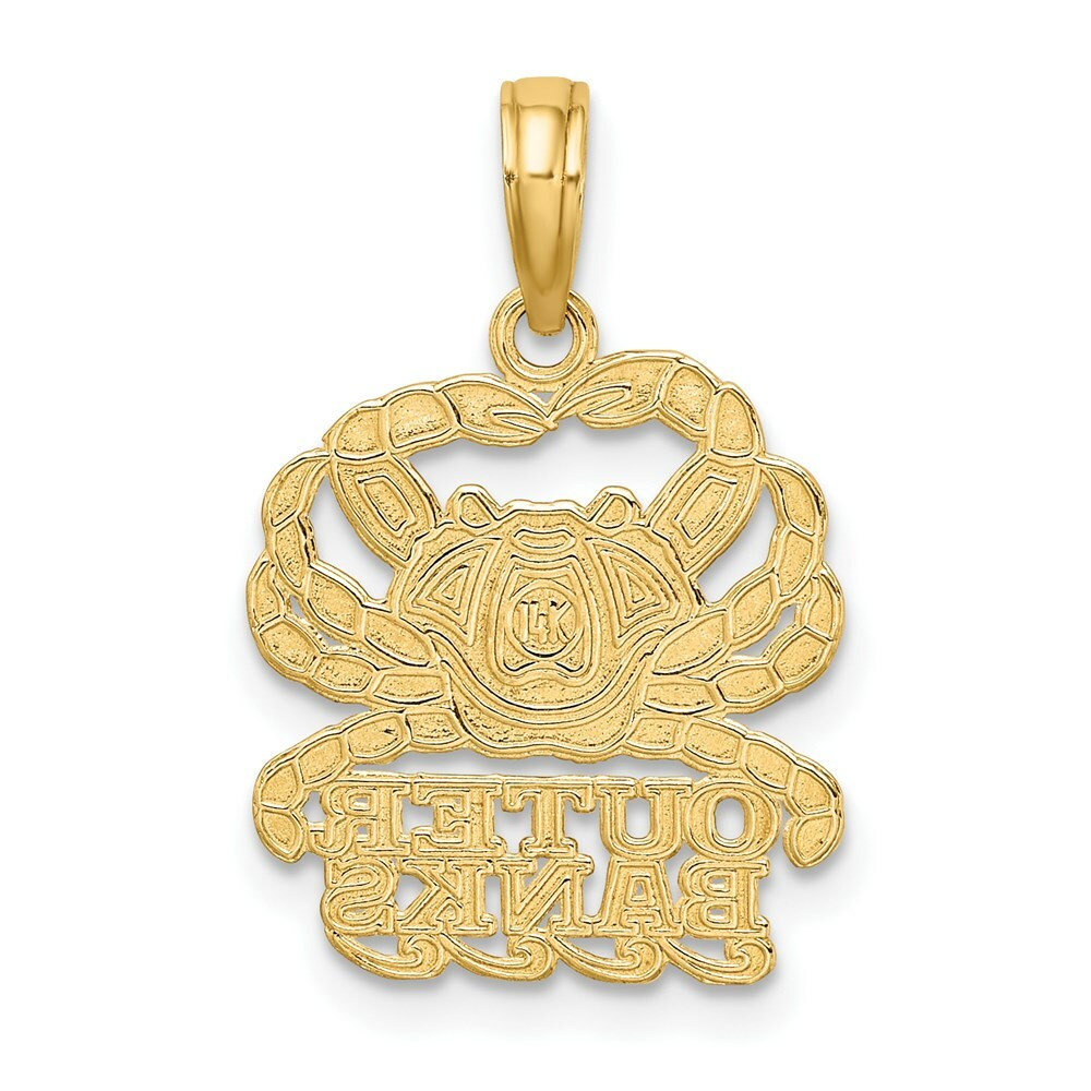 14K Yellow Gold Polished OUTER BANKS Under Crab Charm Pendant