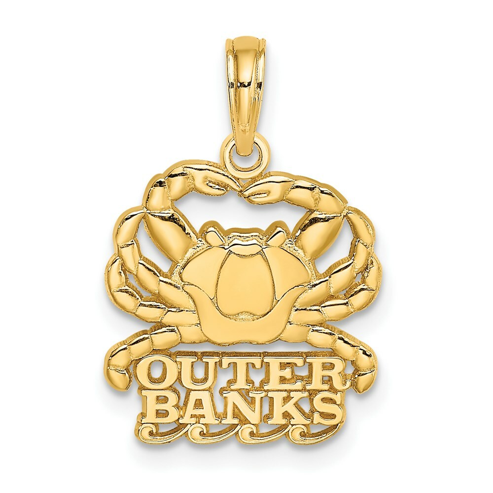14K Yellow Gold Polished OUTER BANKS Under Crab Charm Pendant