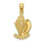 Load image into Gallery viewer, 14K Yellow Gold 2-D TURKS &amp; CAICOS Under Conch Shell Charm Pendant
