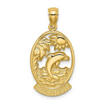 Load image into Gallery viewer, 14K Yellow Gold Turks and Caicos With Dolphin and Sunset In Frame Charm Pendant
