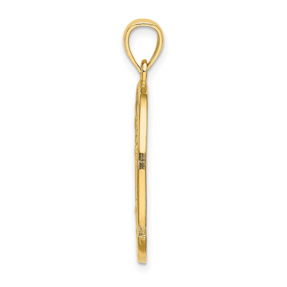 14K Yellow Gold Turks and Caicos With Dolphin and Sunset In Frame Charm Pendant