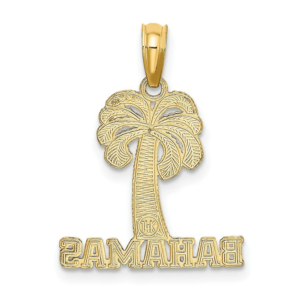14K Yellow Gold Bahamas Under Palm Tree Charm Pendant