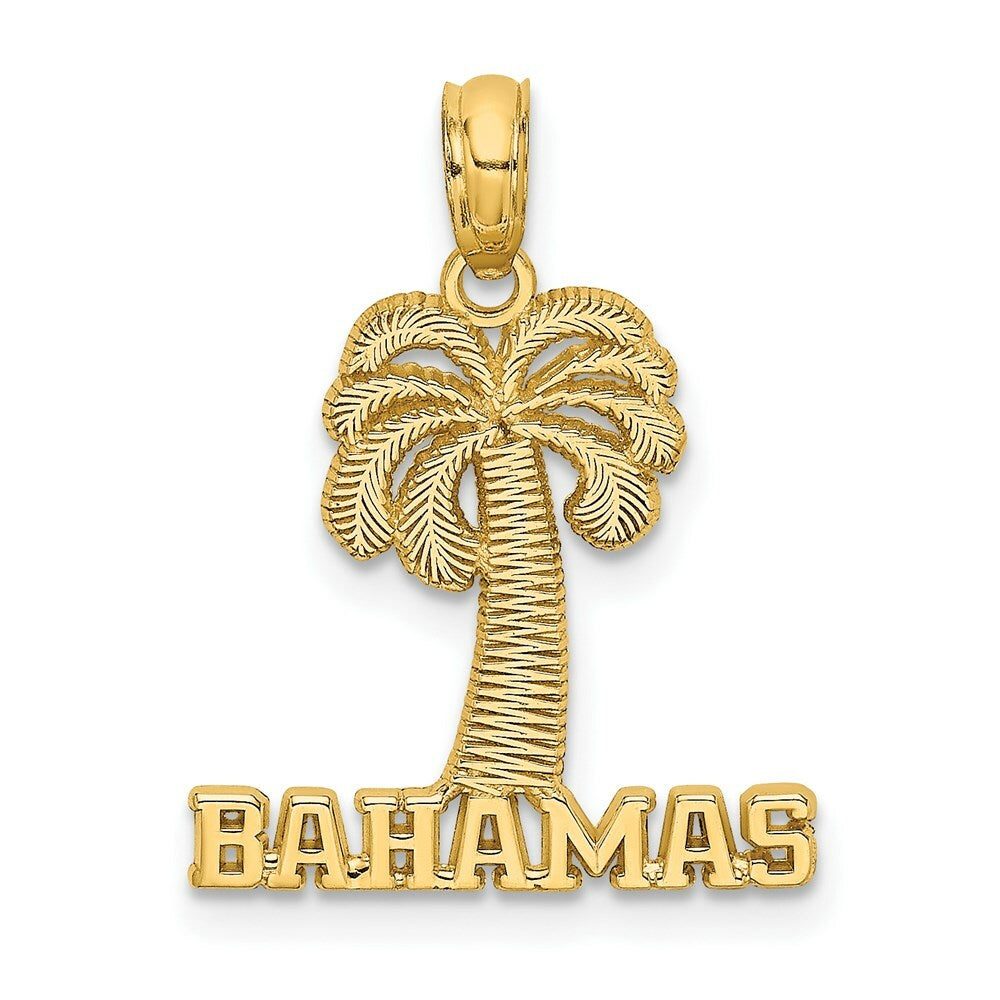 14K Yellow Gold Bahamas Under Palm Tree Charm Pendant