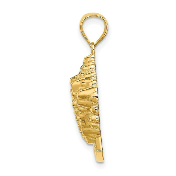 14K Yellow Gold 2-D Bahamas Under Conch Shell Charm Pendant