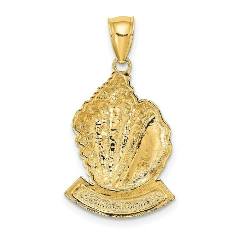 14K Yellow Gold 2-D Bahamas Under Conch Shell Charm Pendant