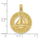 Load image into Gallery viewer, 14K Yellow Gold TURKS &amp; CAICOS On Round Frame With Sailboat Charm Pendant
