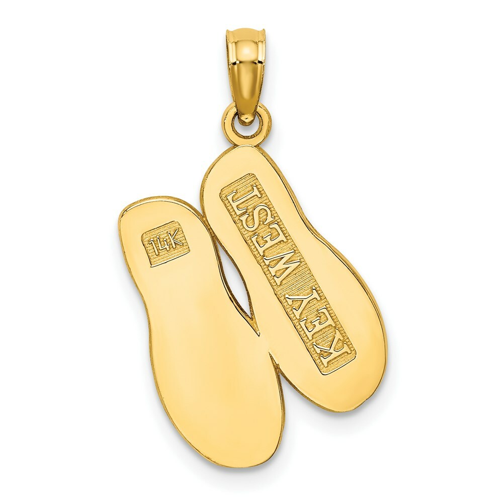 14K Yellow Gold Large Key West Double Flip Flop Charm Pendant