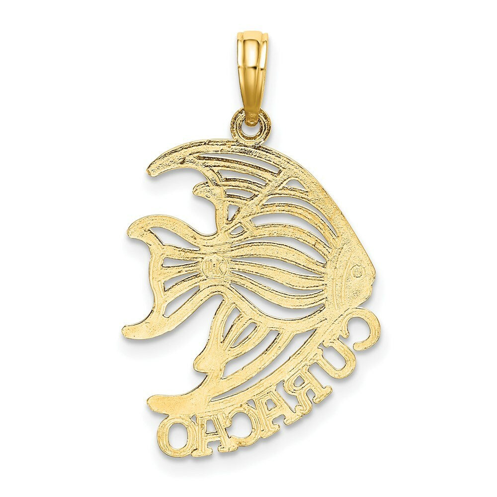 14K Yellow Gold Polished CURACAO Under Angelfish Charm Pendant